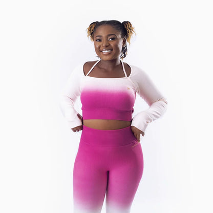 Two-piece Ombre Leggings Set (Pink)