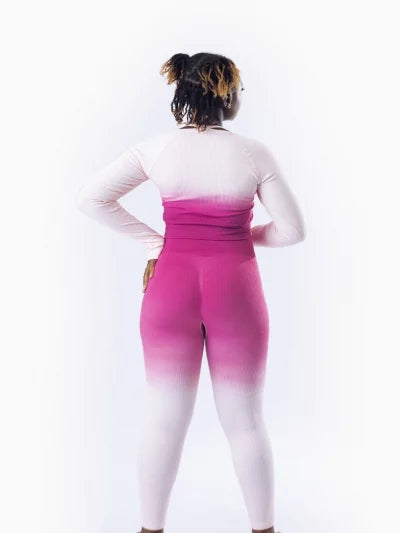 Two-piece Ombre Leggings Set (Pink)